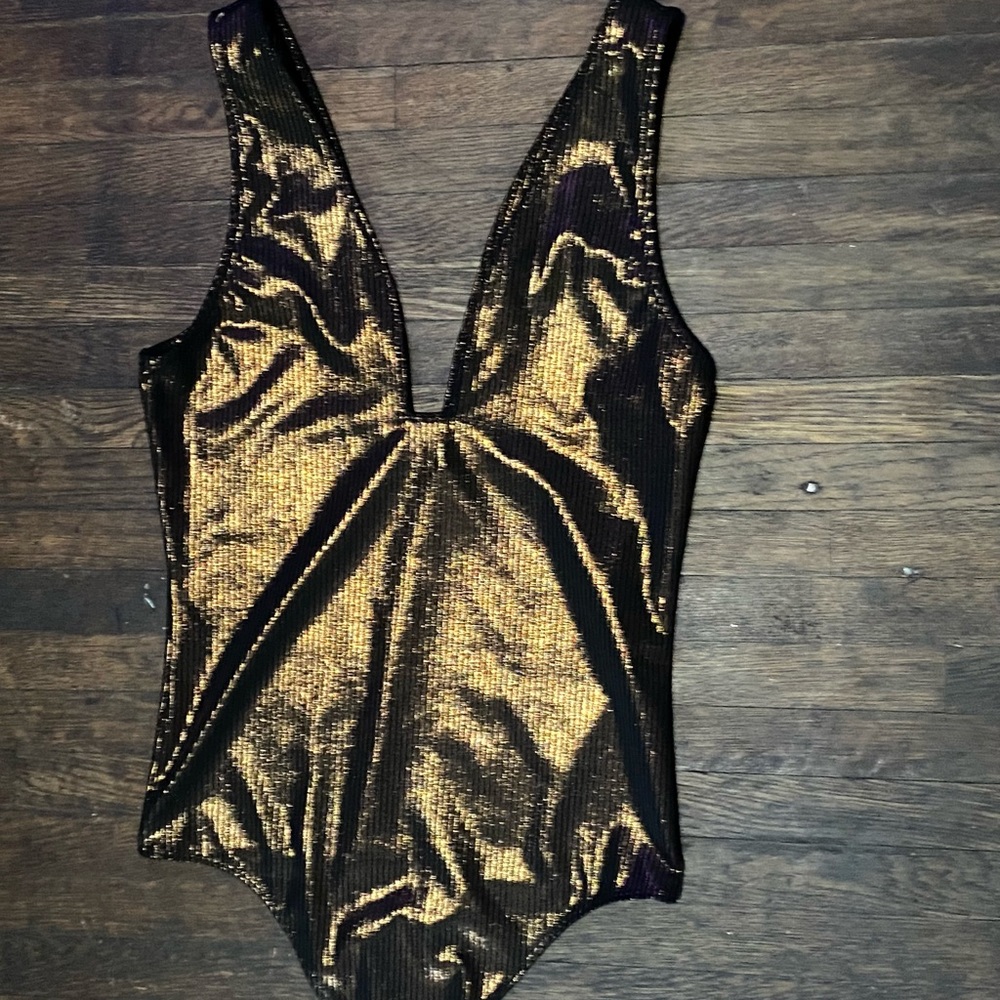 Gold metallic bodysuit